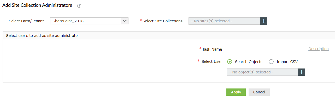 An image showing SharePoint Online site collection administration using SharePoint Manager Plus
