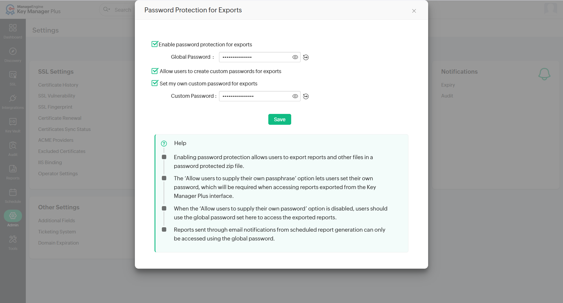 Managing Privacy Settings in Key Manager Plus Cloud