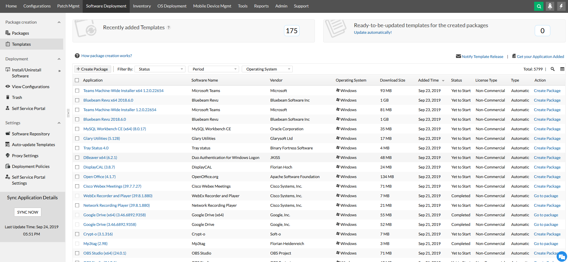 Create ready-to-deploy software packages from 5000+ pre-defined templates in a few clicks