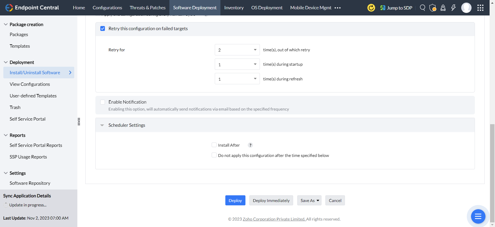 Software distribution system - ManageEngine Endpoint Central