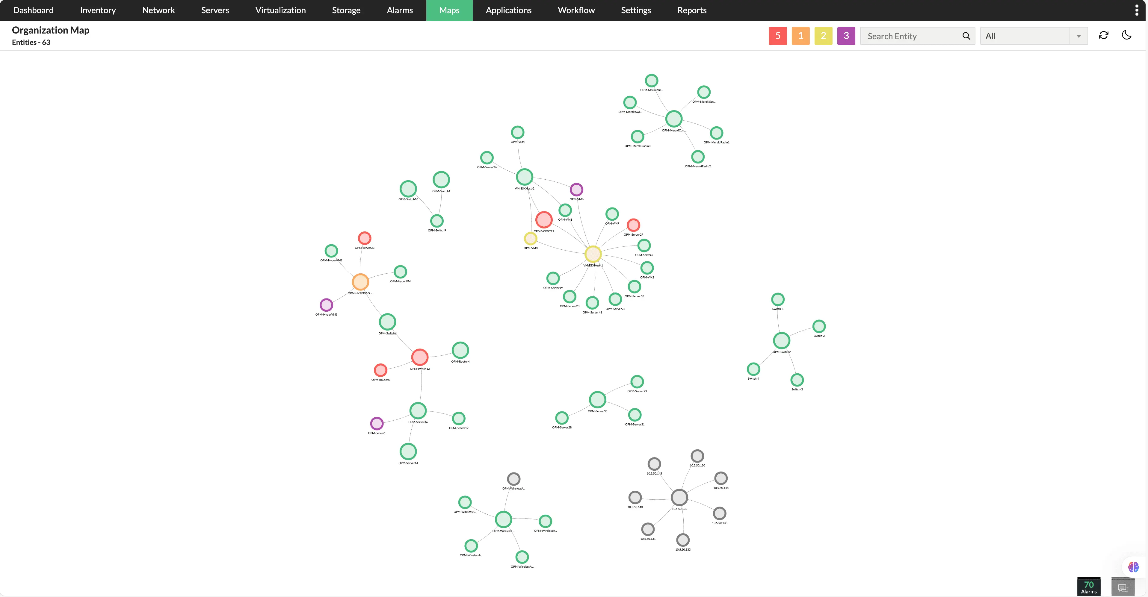 Full-stack topology view