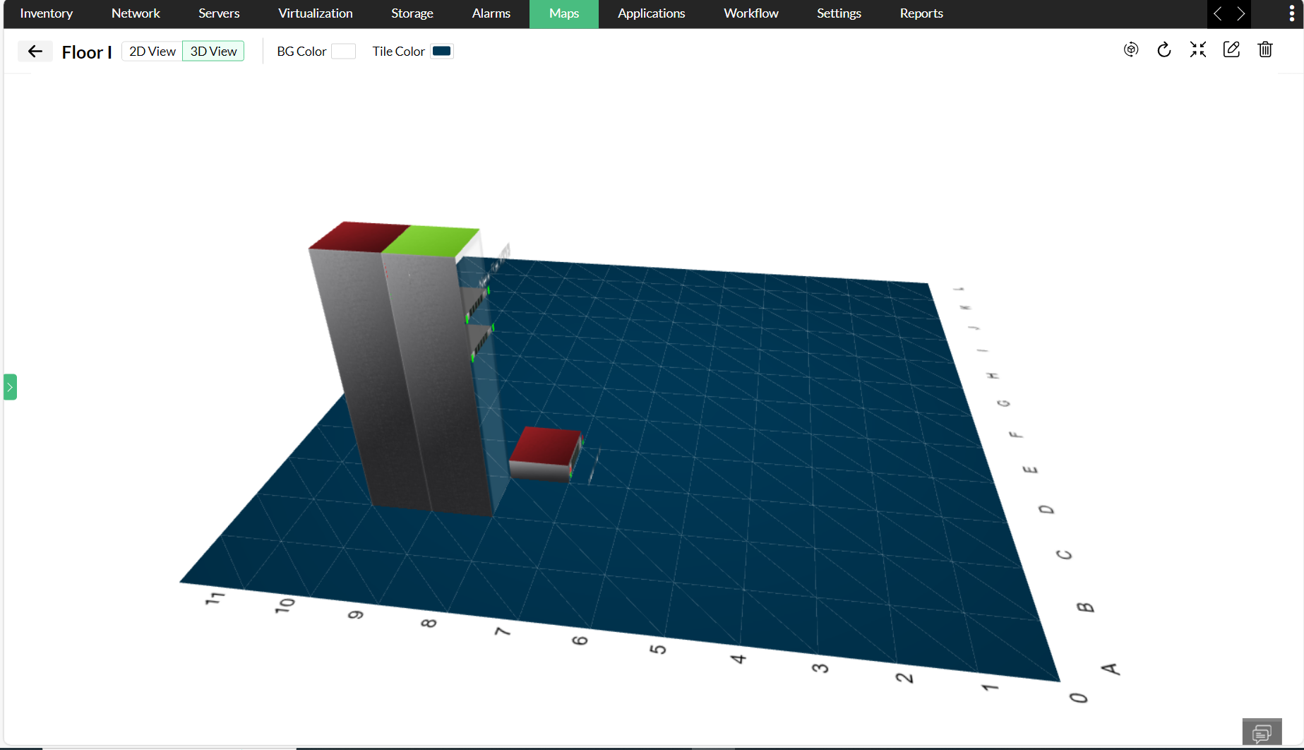 Visualizador de racks en 3D con OpManager de ManageEngine