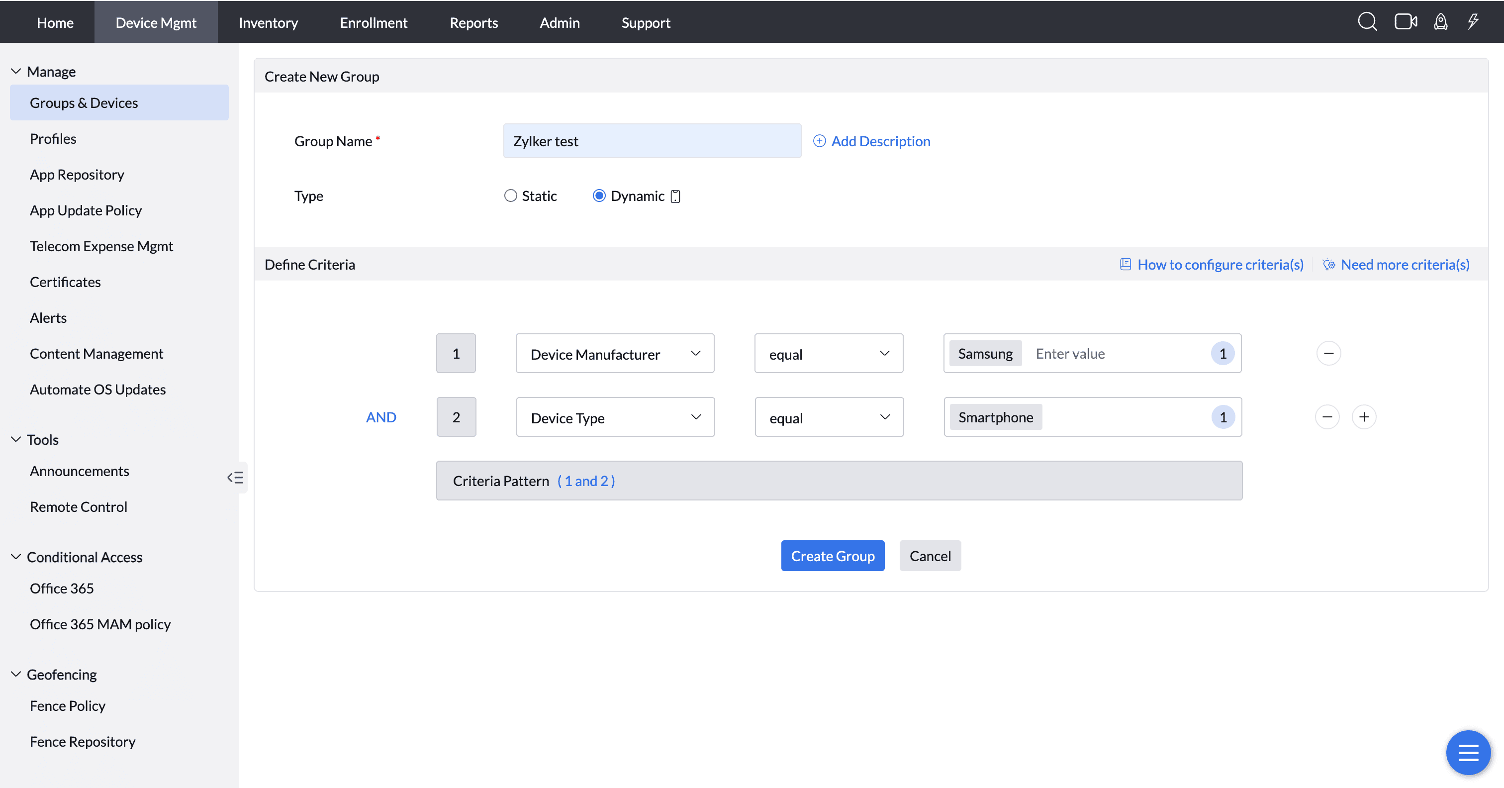 Create dynamic group