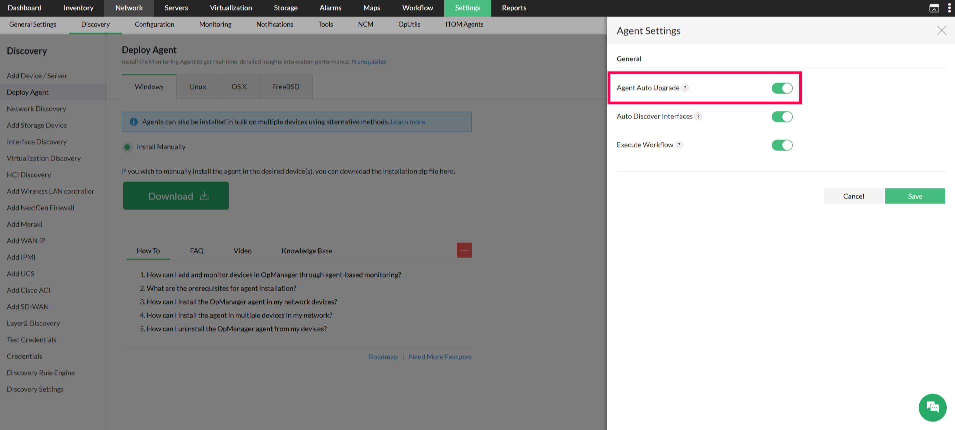 Agent Auto Upgrade | ManageEngine OpManager