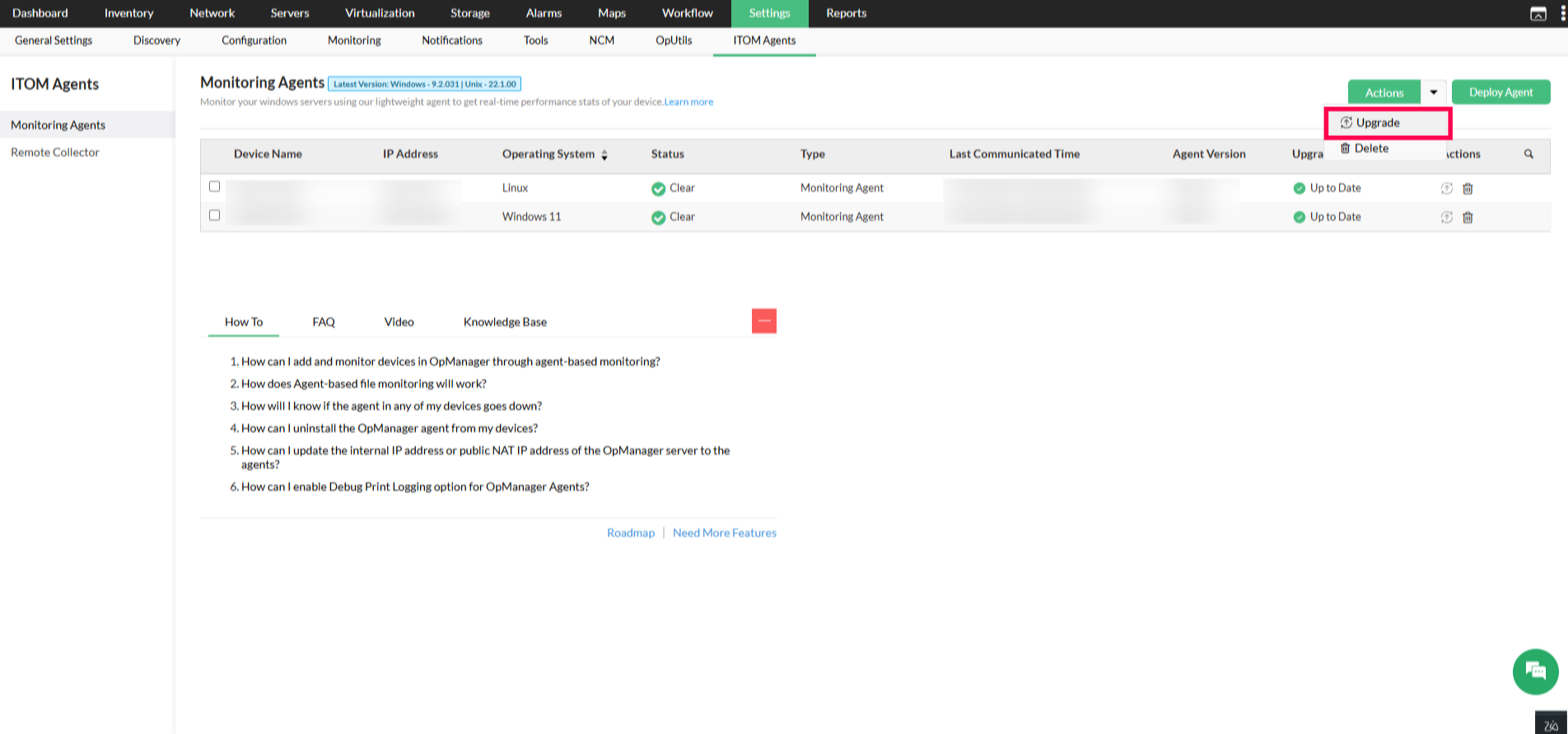 Agent Manual Upgrade | ManageEngine OpManager