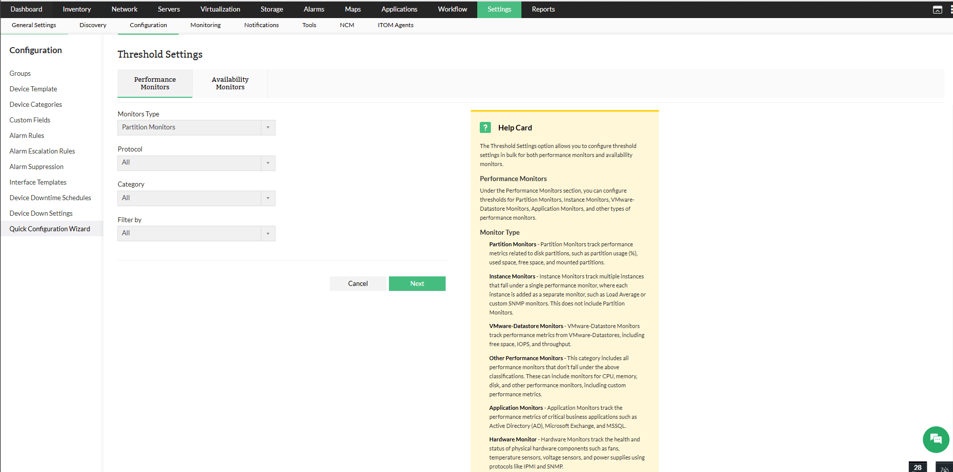 Configure Thresholds | OpManager Nexus Help
