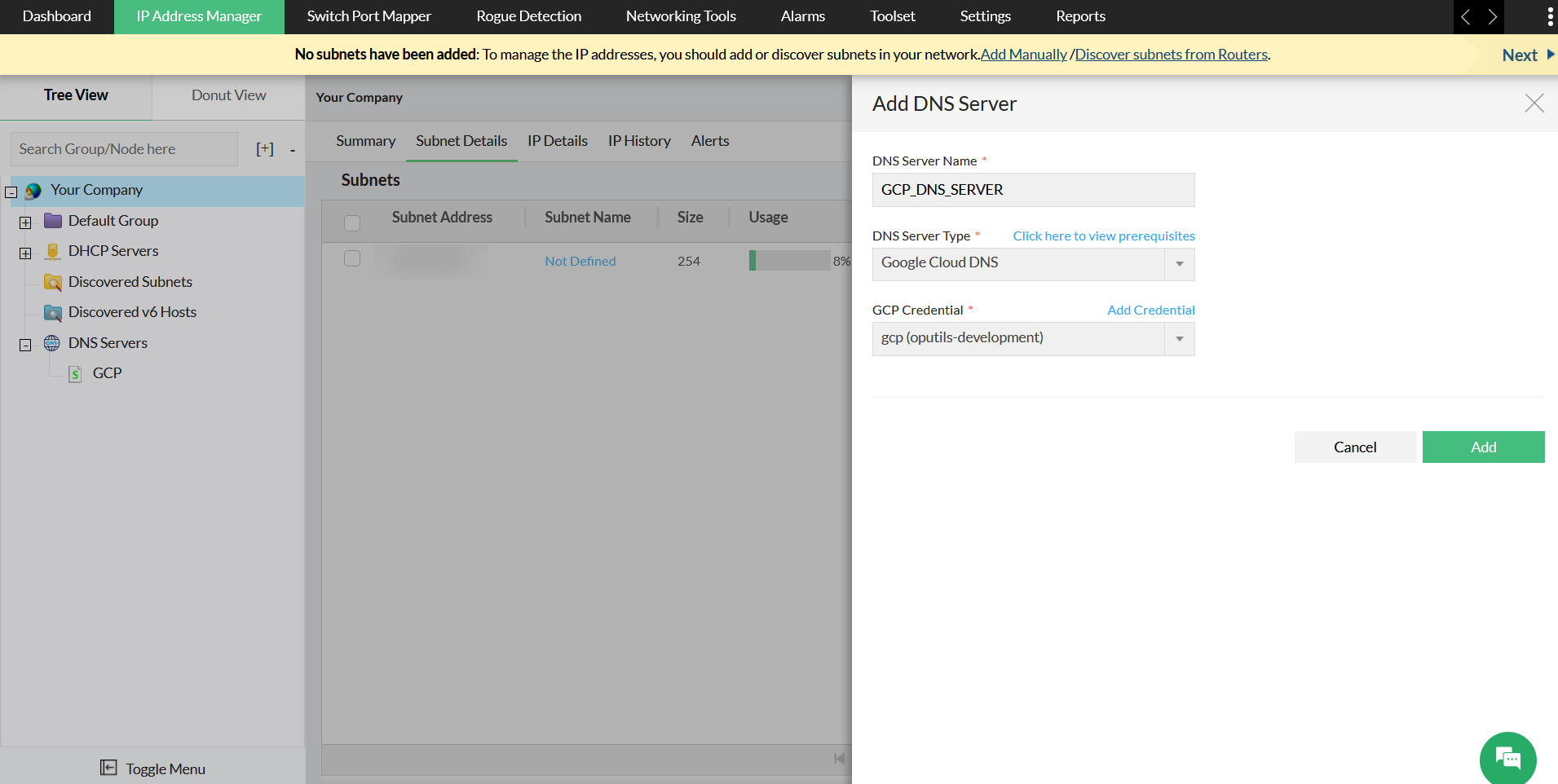 GCP DNS Management - ManageEngine OpUtils