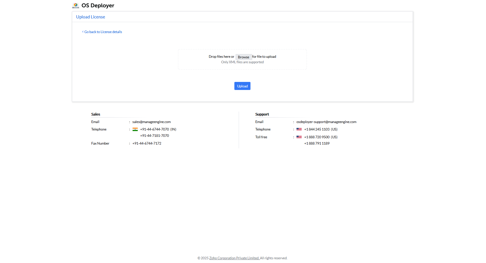 OS Deployer license management page 2