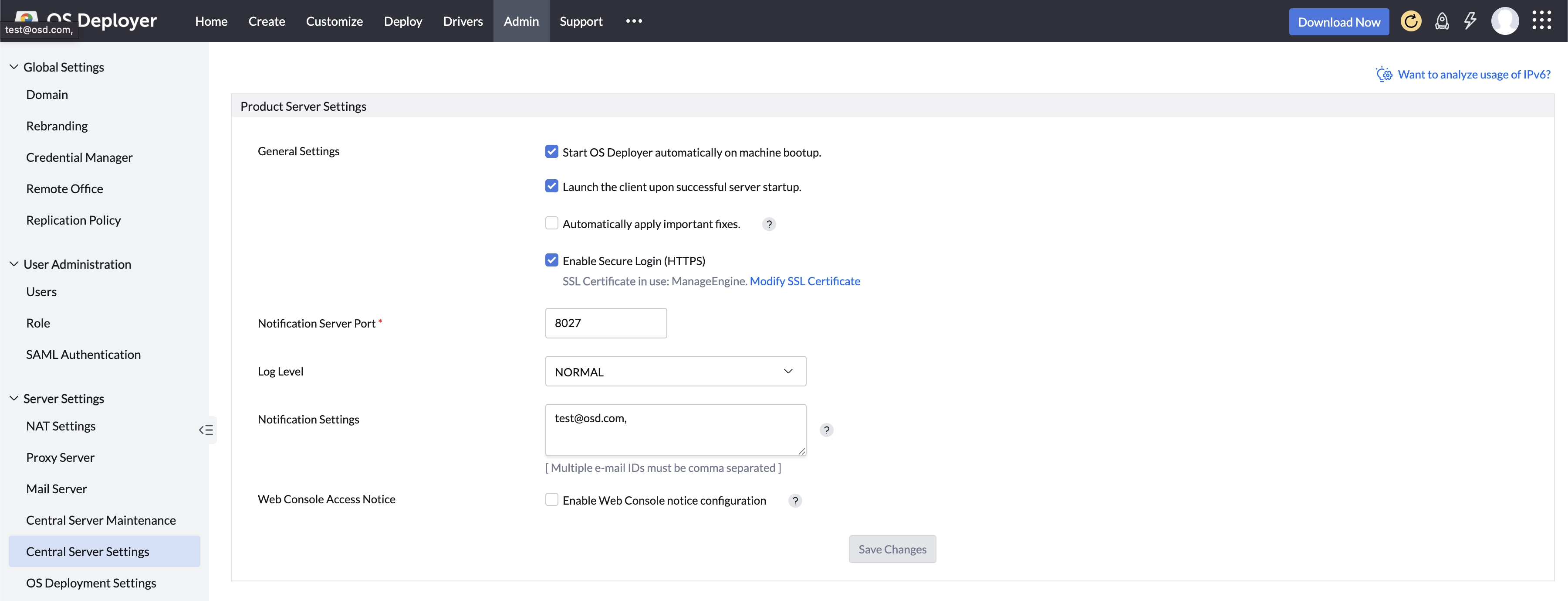 Configuring Server Settings
