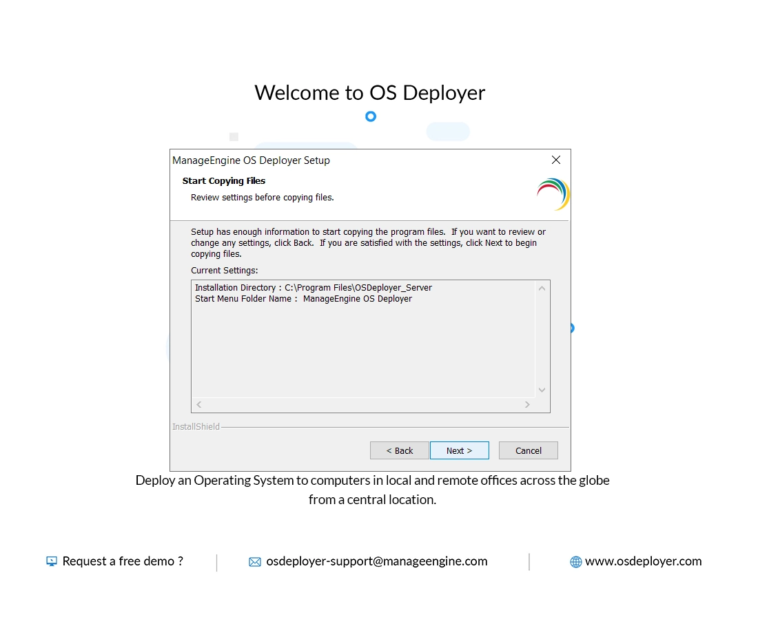 Review installation settings