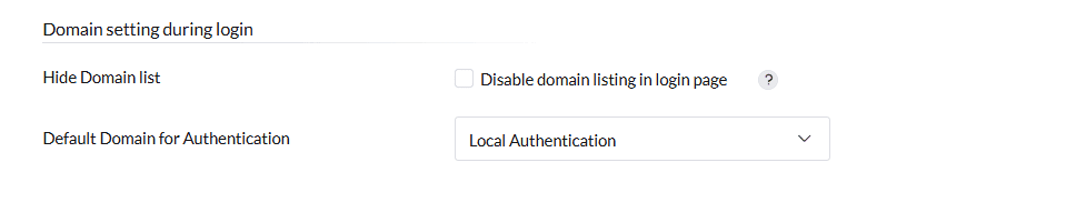 Default domain authentication settings