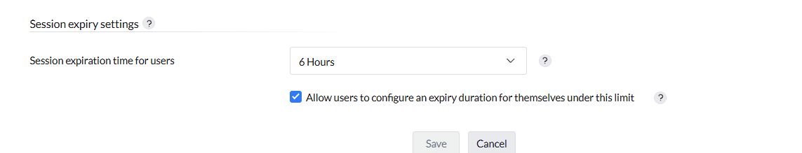 Expiration settings configuration screen