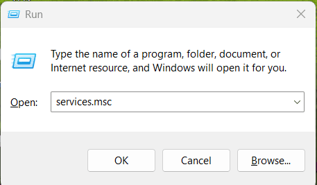 Windows Services manager showing Central server service