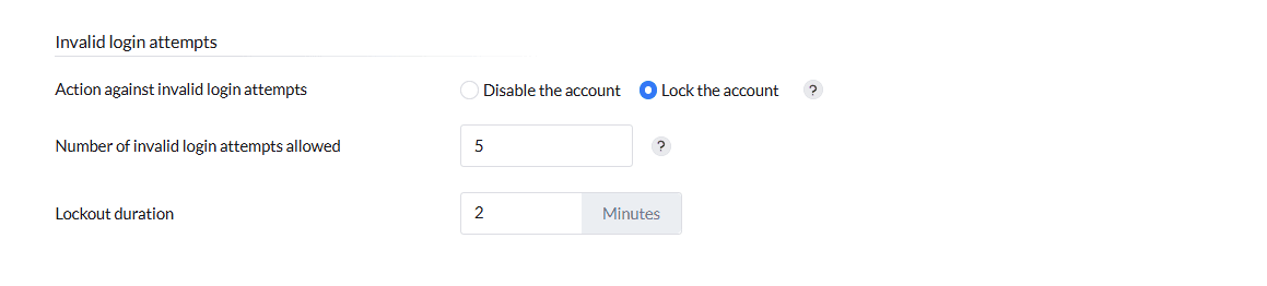 Lockout duration configuration settings