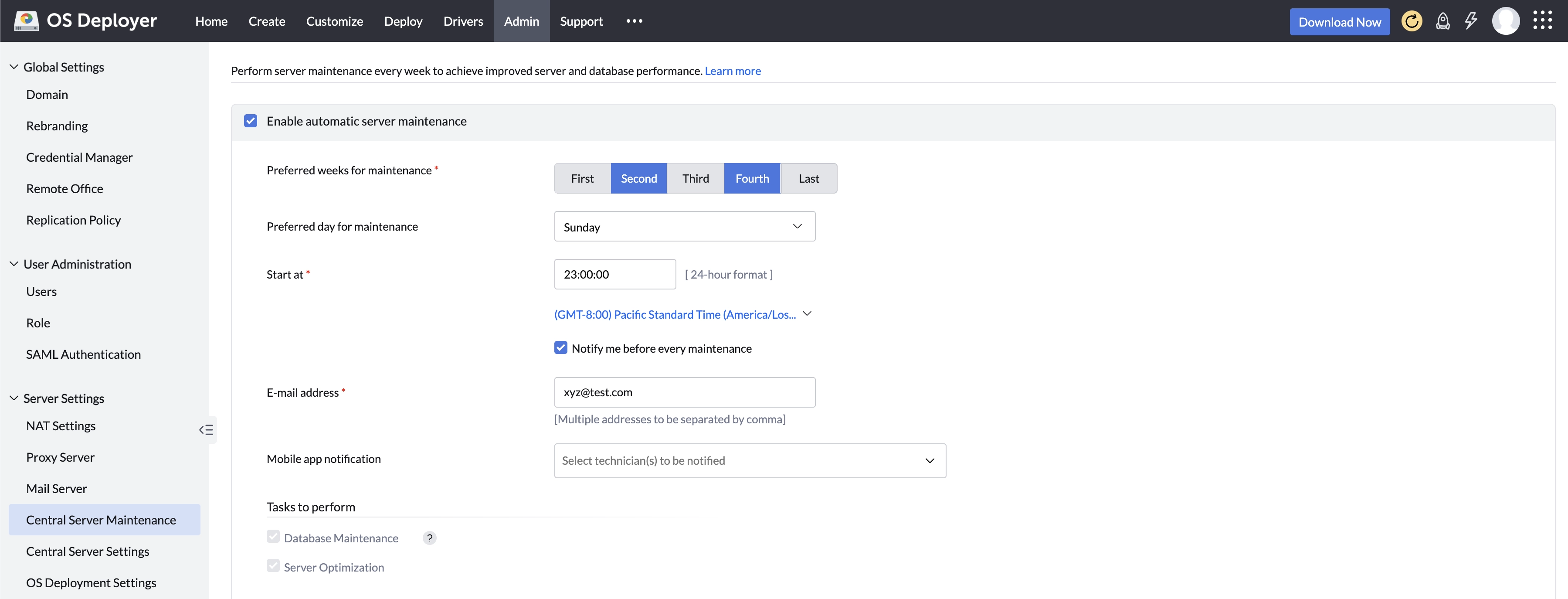 Server Settings Main