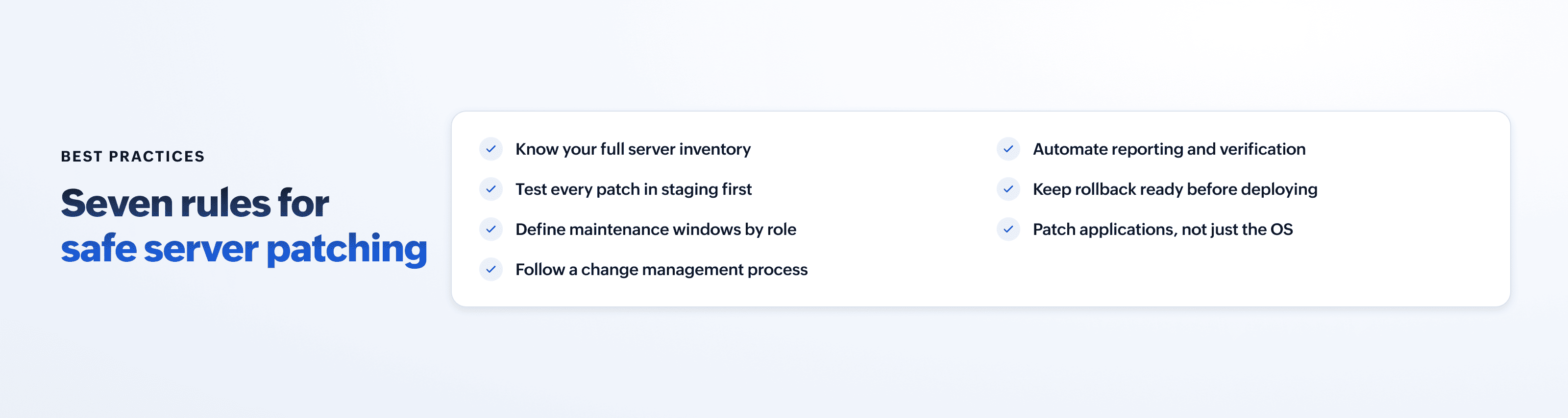 Server patch management best practices checklist