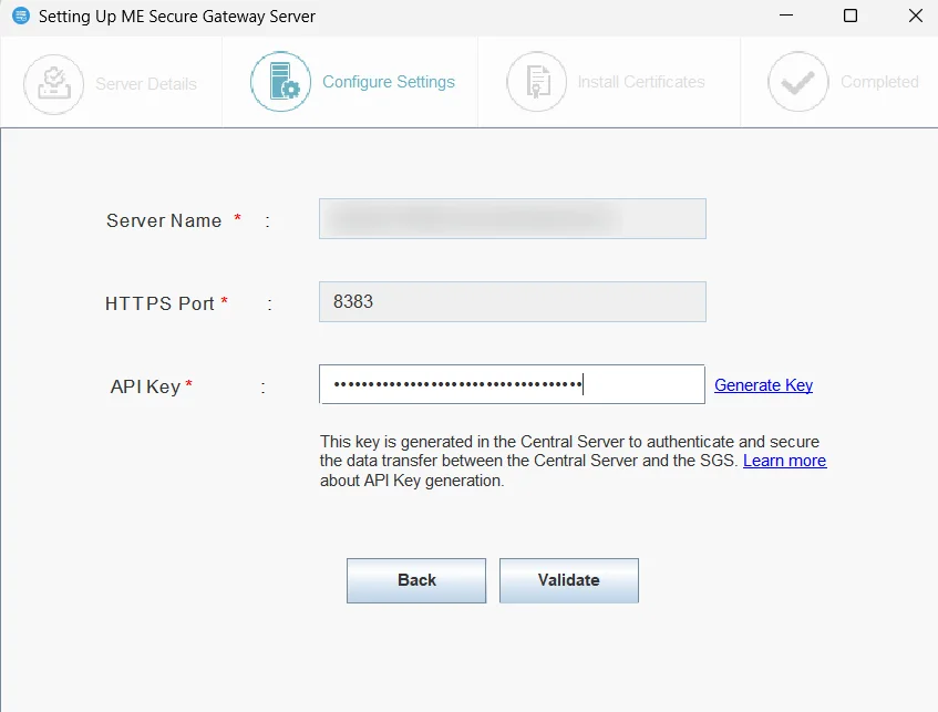 Enter the API key