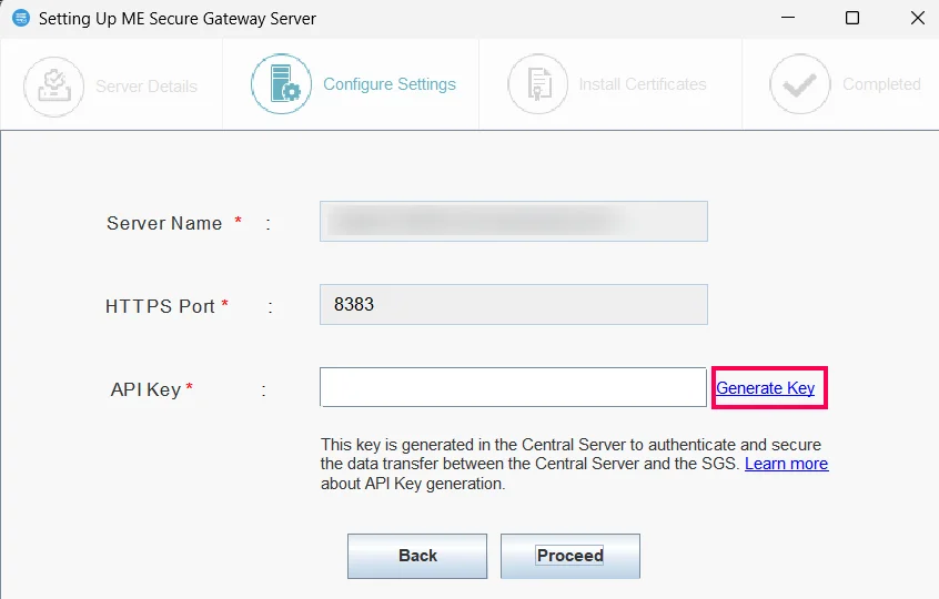 Click Generate API