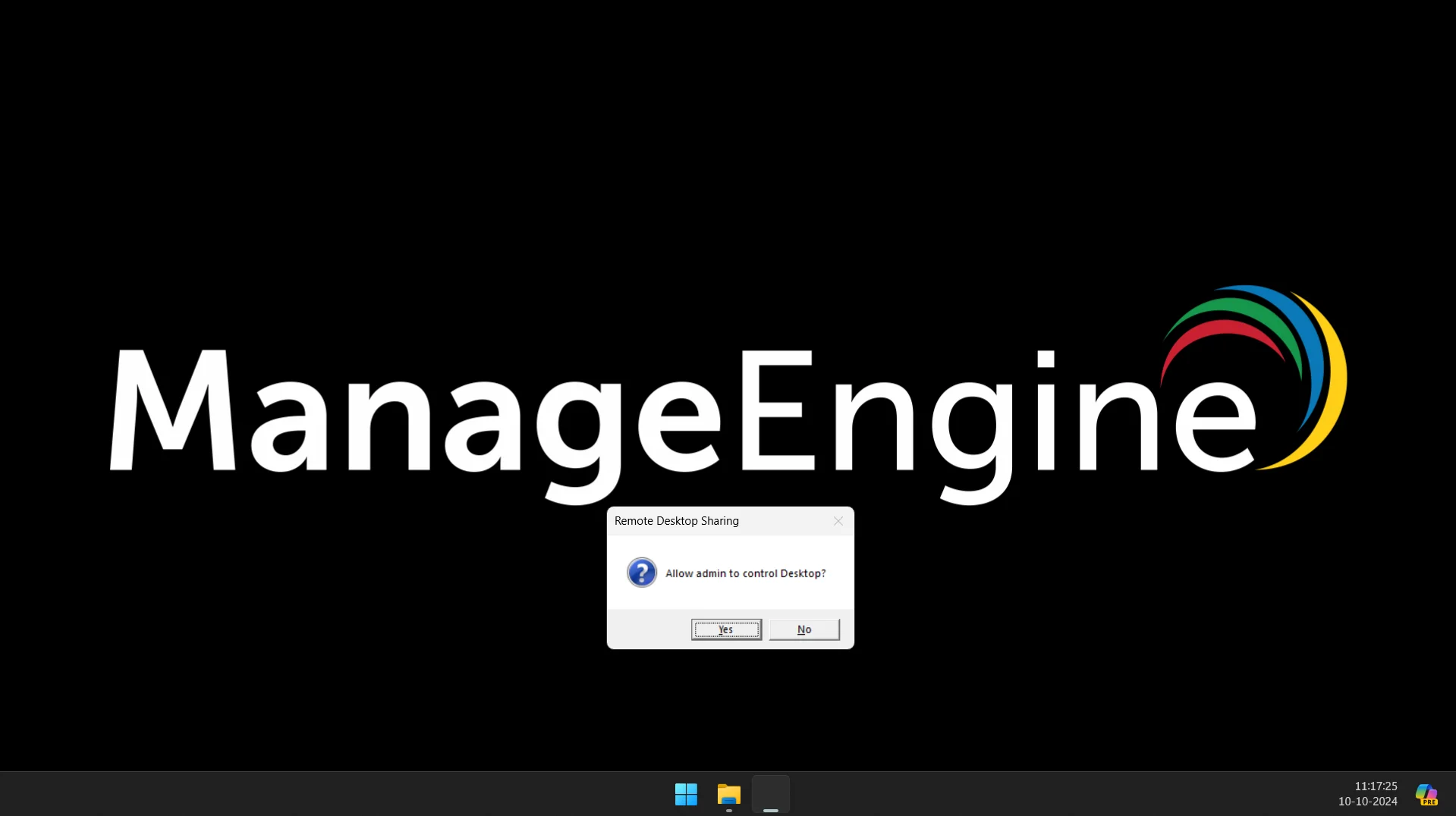 User confirmation prompt window in user's endpoint