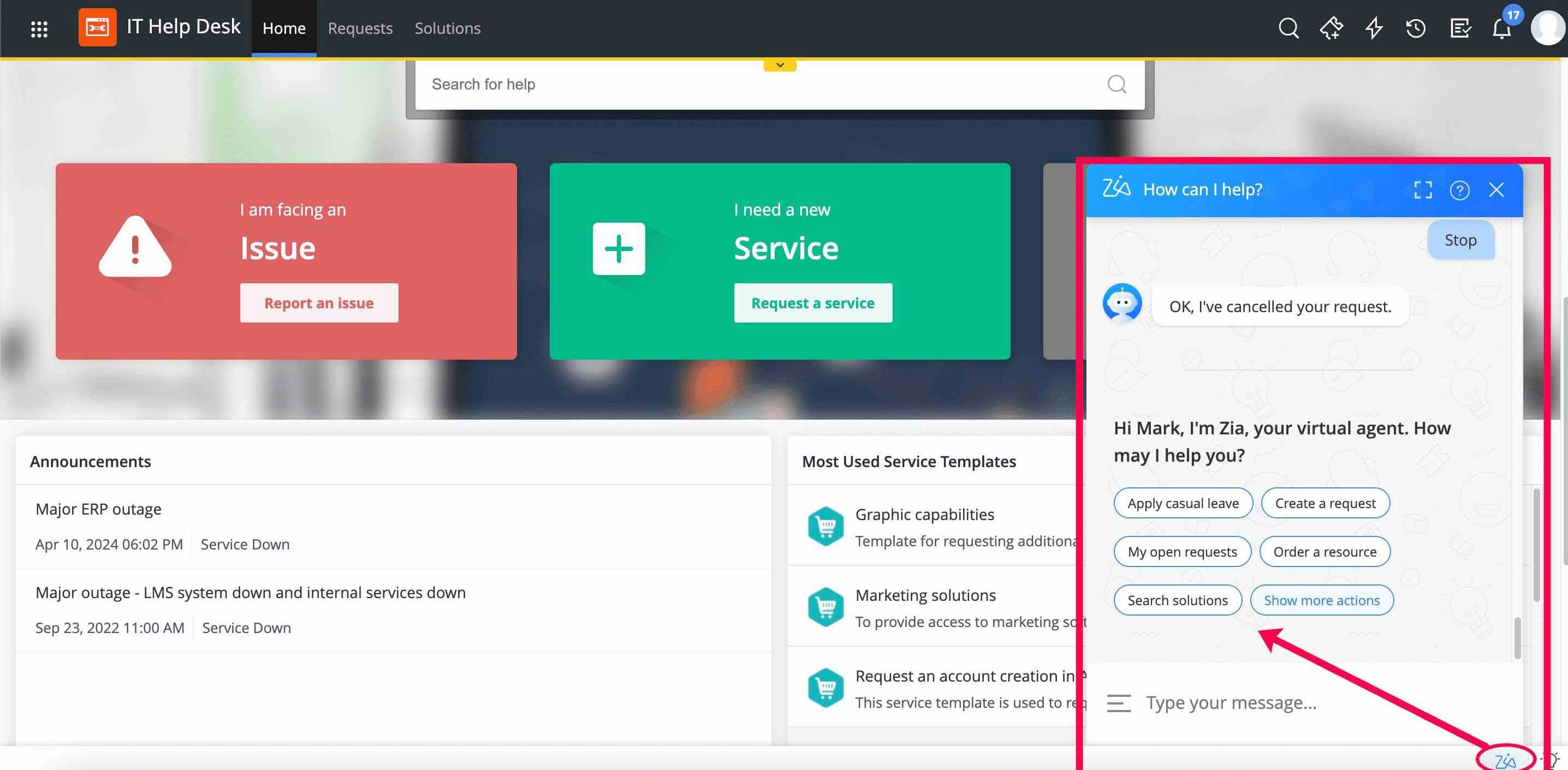 AI-powered chatbot in service desk AI powered chatbot