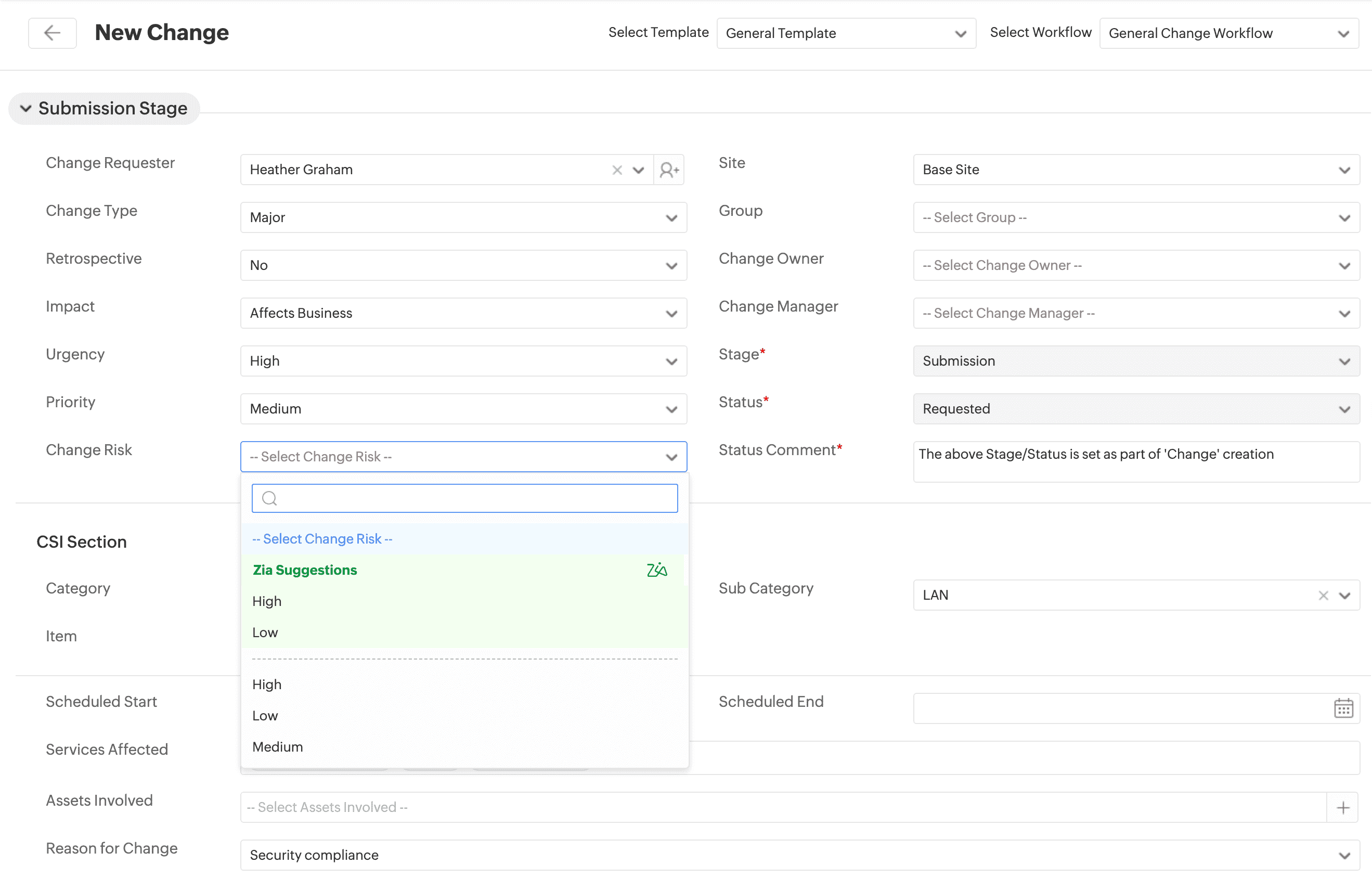 Change risk prediction with AI