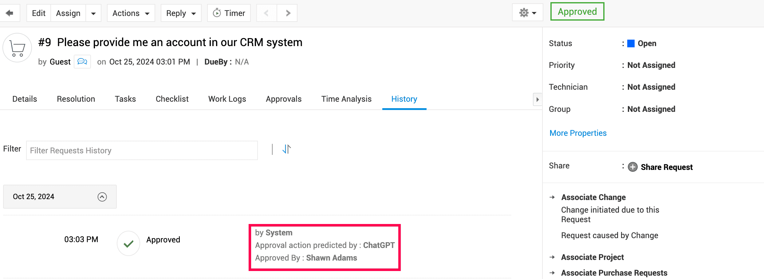 ChatGPT approval prediction in PSA software for MSPs 