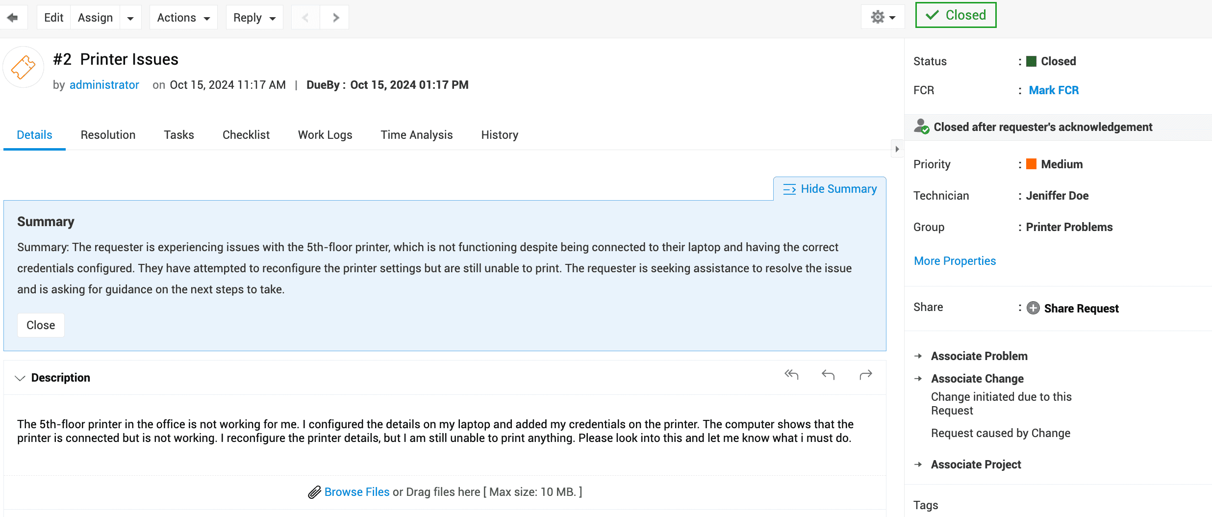 ChatGPT conversation summary in PSA software for MSPs