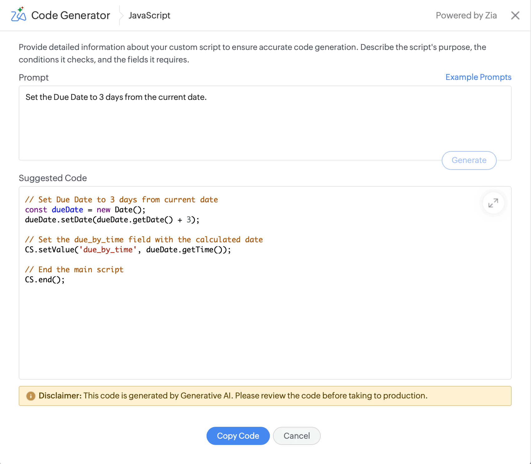 Generative AI script generator for creating custom scripts