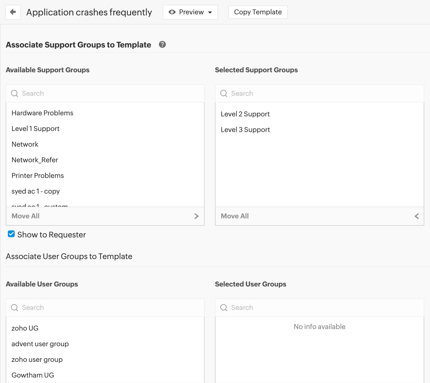 Configuring incident template access in ServiceDesk Plus MSP