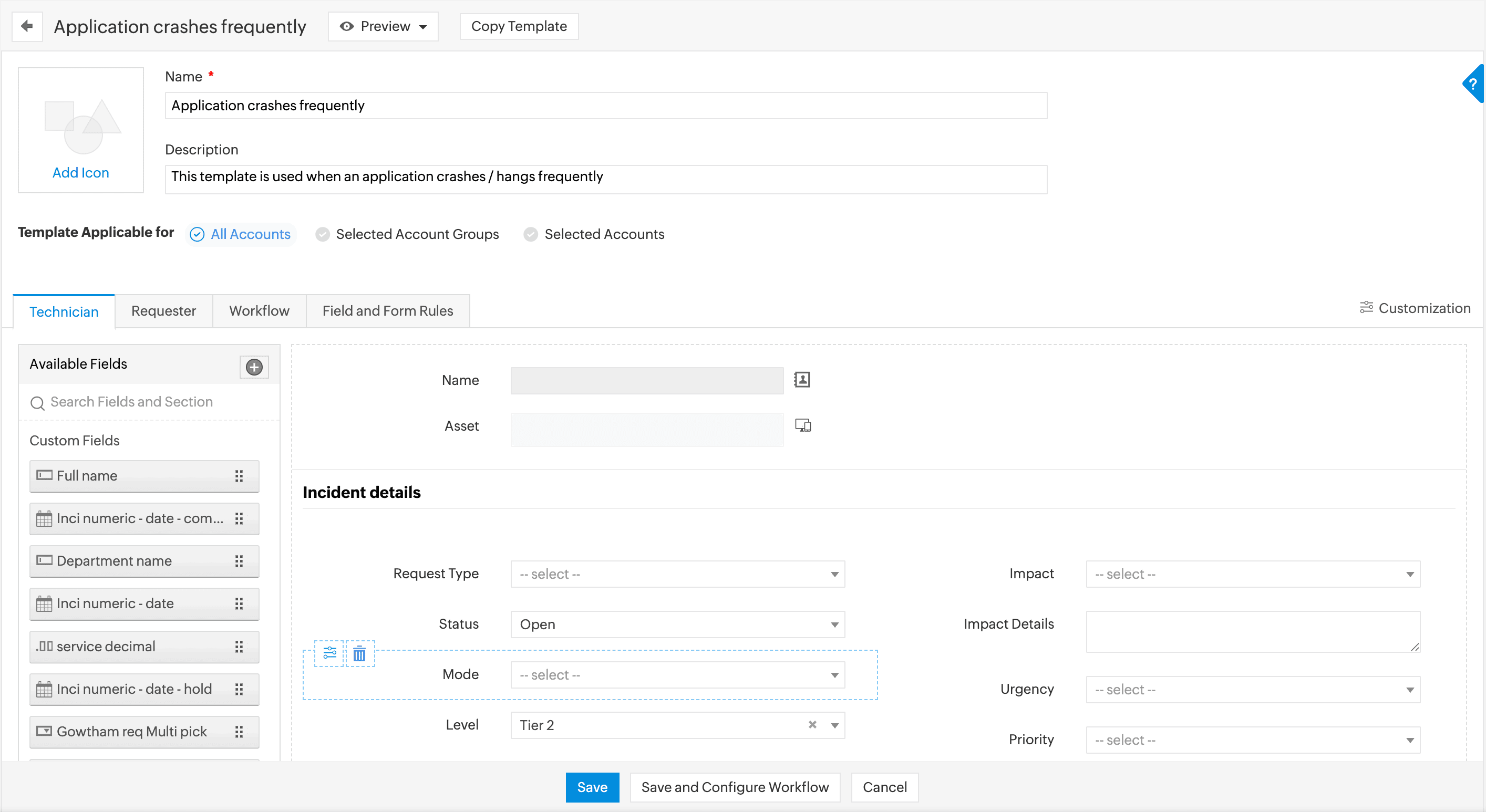 Configuring incident templates in ServiceDesk Plus MSP