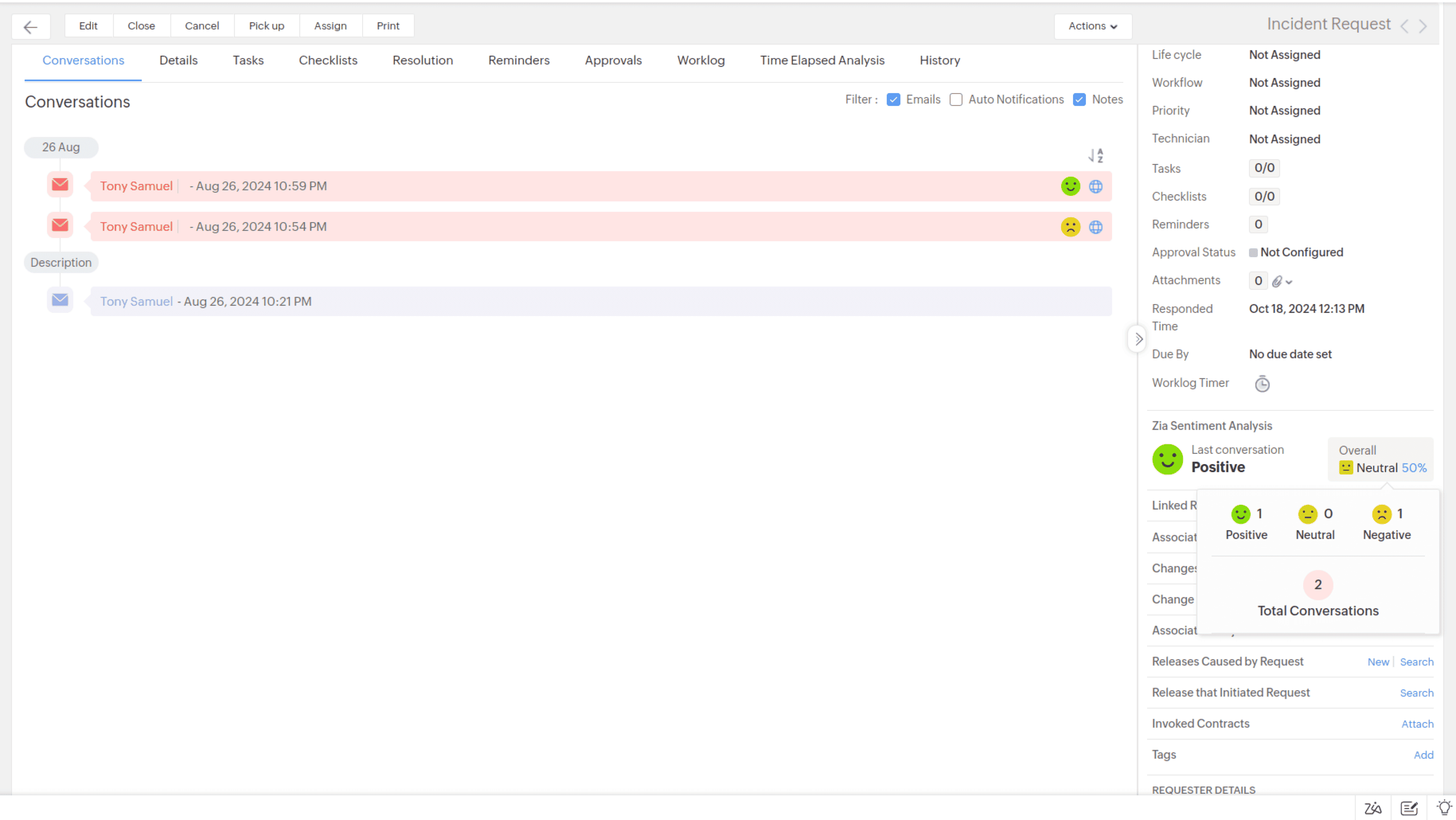 AI-powered sentiment analysis in ServiceDesk Plus MSP