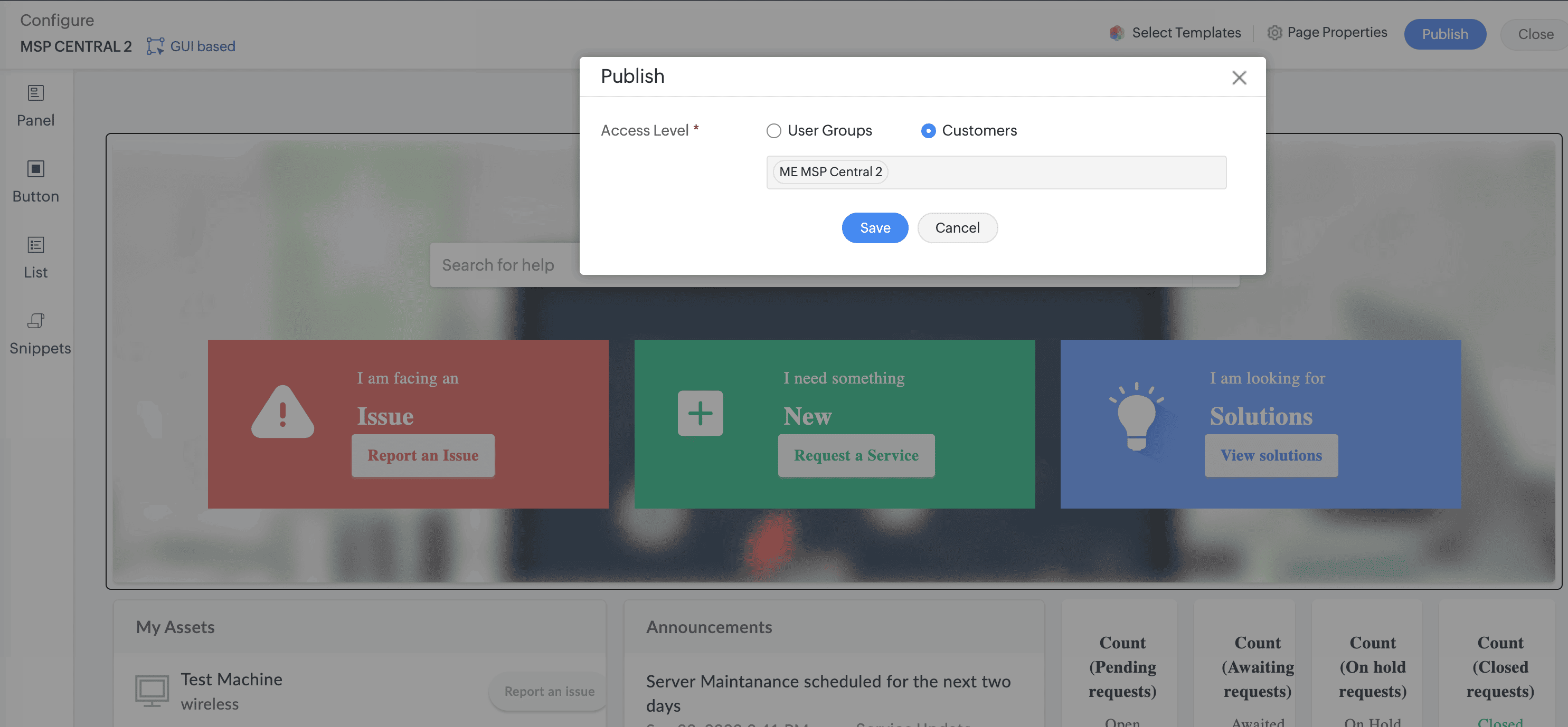 Manage portals by customer