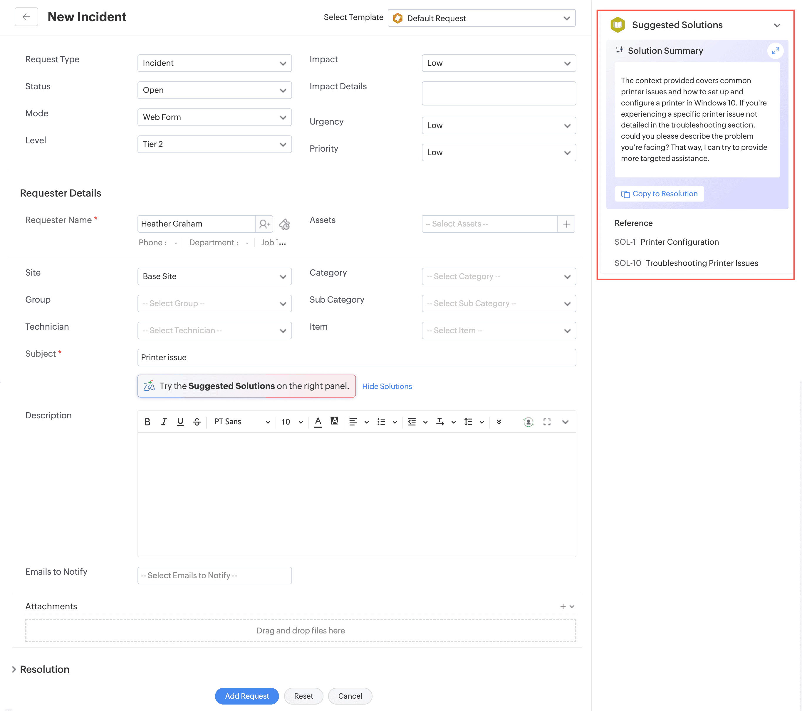 AI-driven solution recommendation with Zia's Solution Assist