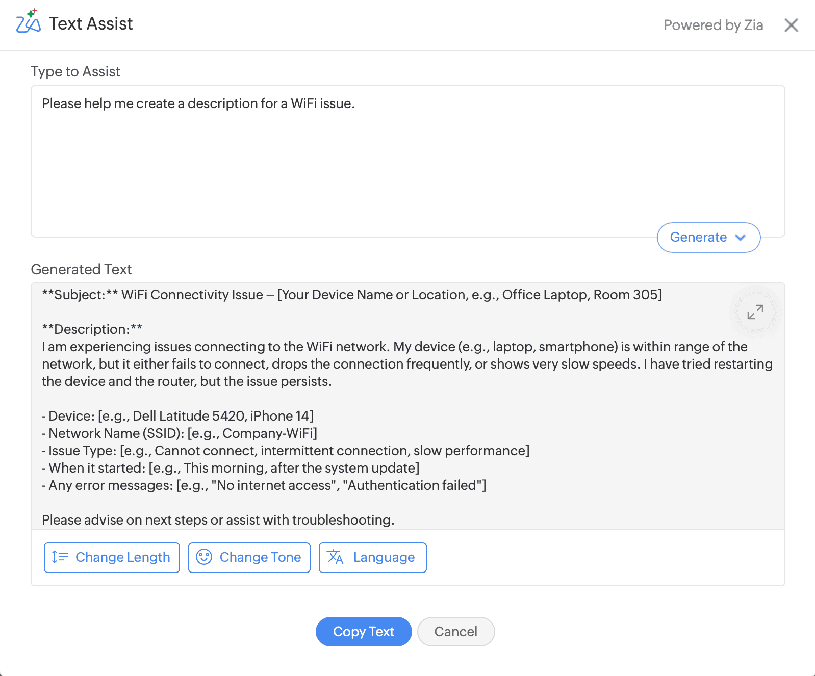 GenAI-powered text assist