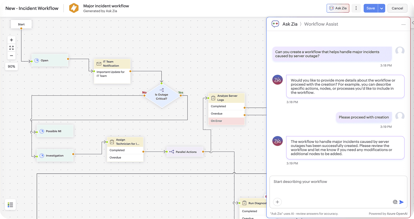 AI-assisted workflow builder for automating end-to-end retail IT service processes