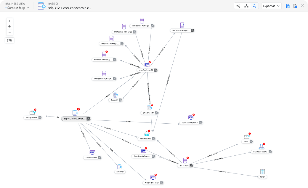 CMDB synced with observability tools Built-in CMDB synced with full-stack observability tools for impact analysis