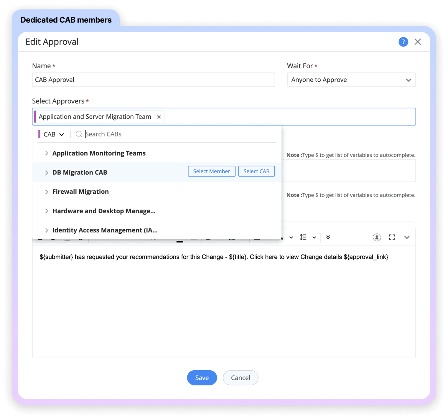 Dedicated CAB members reviewing and approving retail IT changes with governance controls