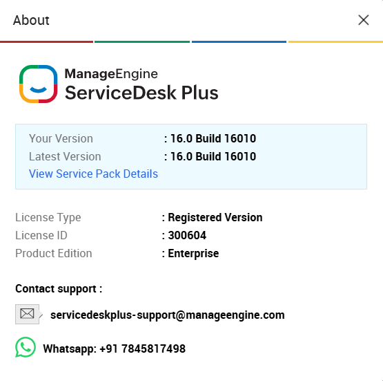 Locate ServiceDesk Plus Build Number
