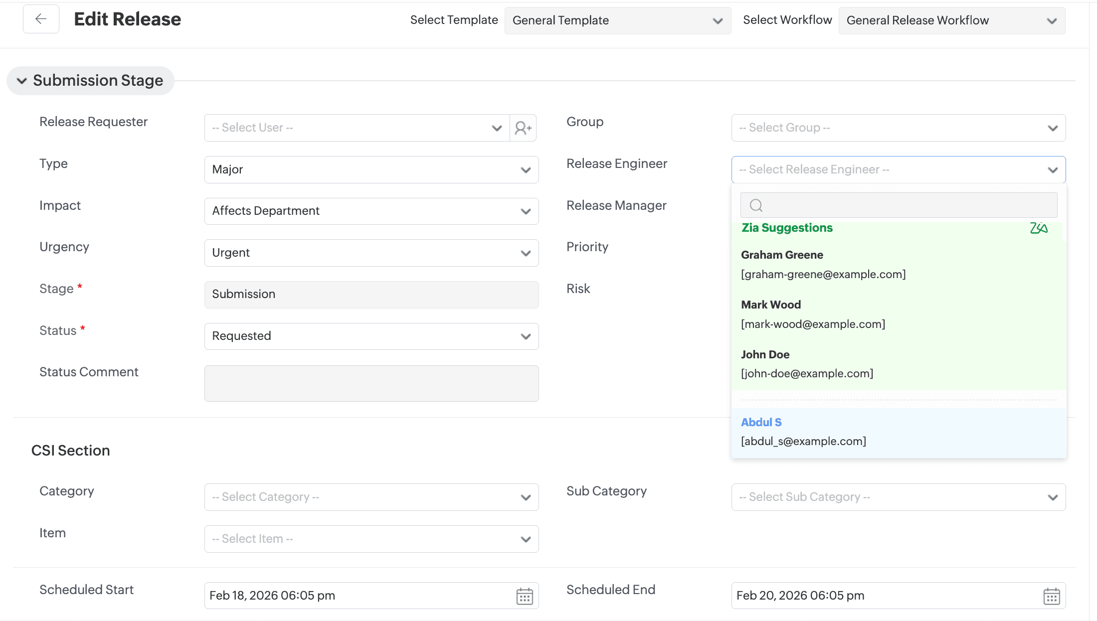 AI-suggested release engineer assignment Release Engineer Prediction suggestions