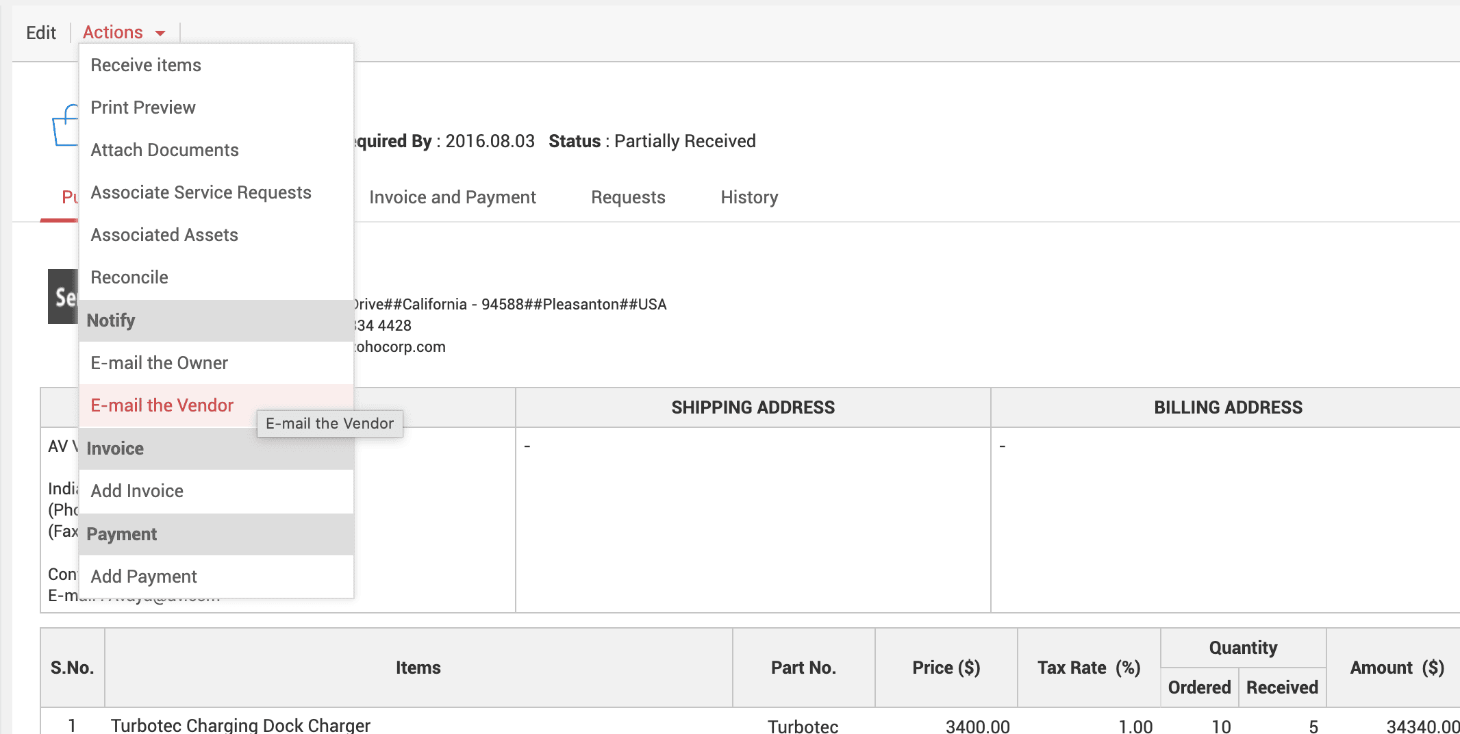Sending a purchase order via email in ServiceDesk Plus Sending a purchase order to a vendor via email in ServiceDesk Plus