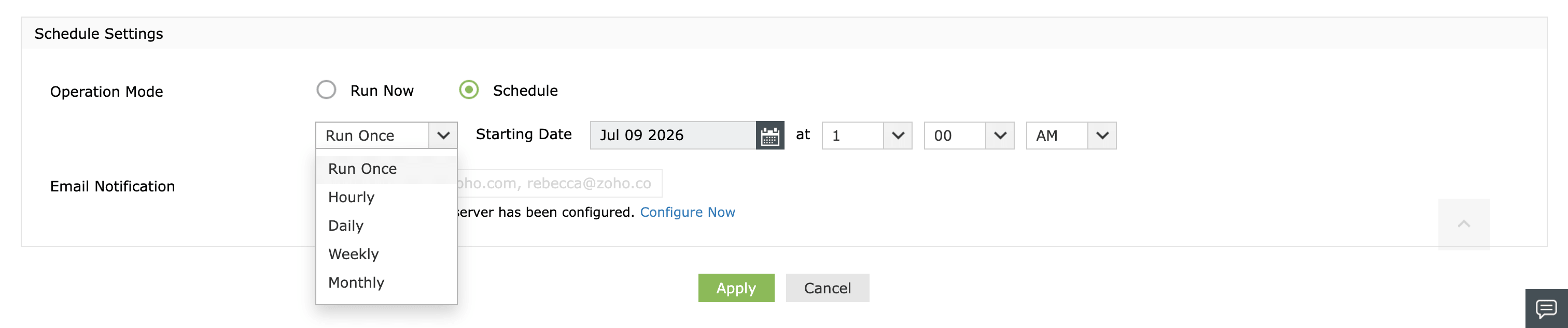 Scheduling a versioning settings task with email notification in SharePoint Manager Plus.