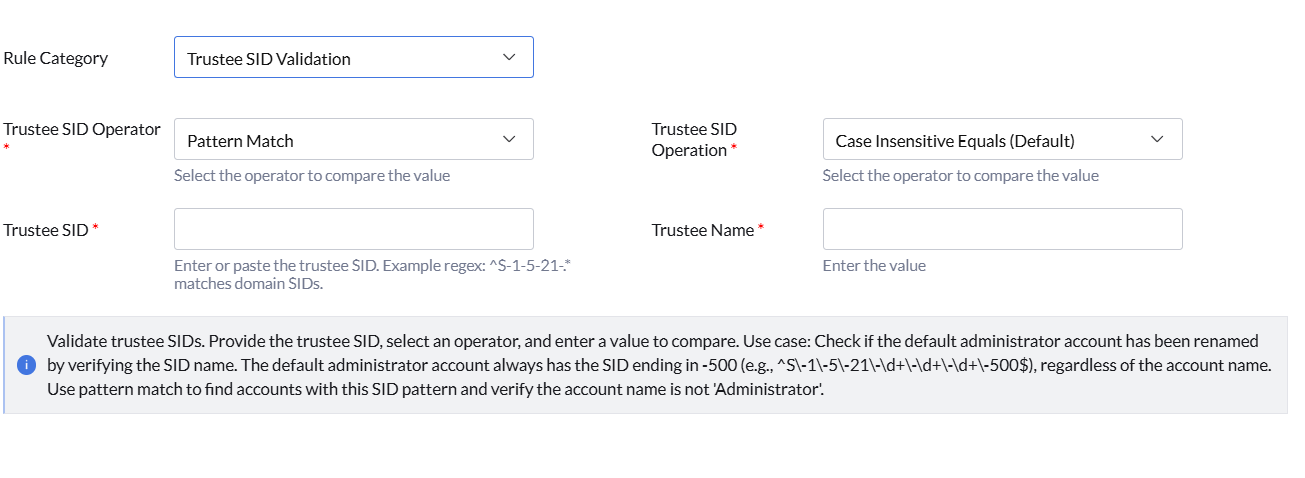 Trustee SID Validation rule category
