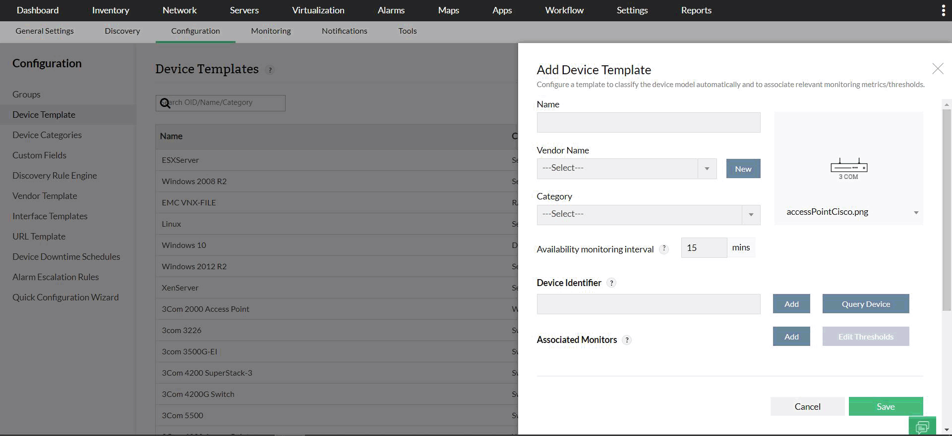 Adaptive management device template - ManageEngine OpManager