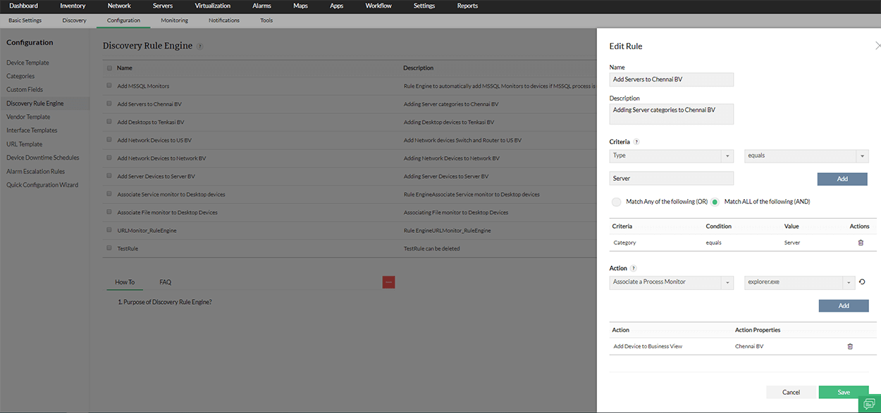 Discovery rule engine - ManageEngine OpManager