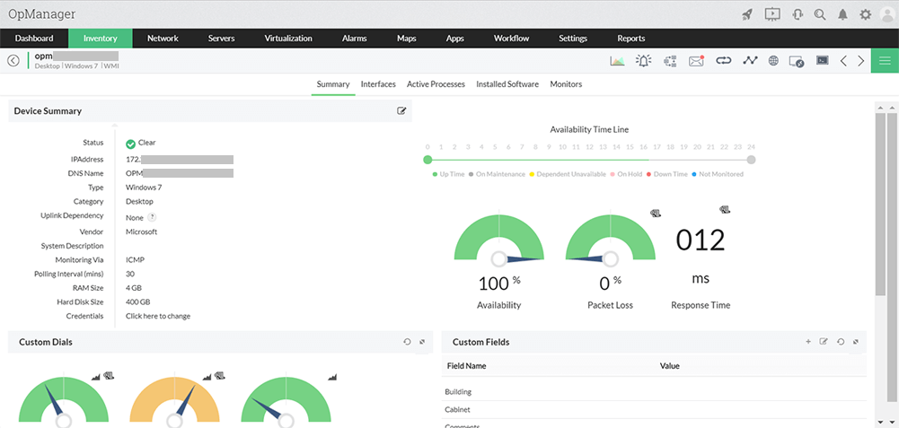 Enterprise network monitoring by OpManager: DSnapshot