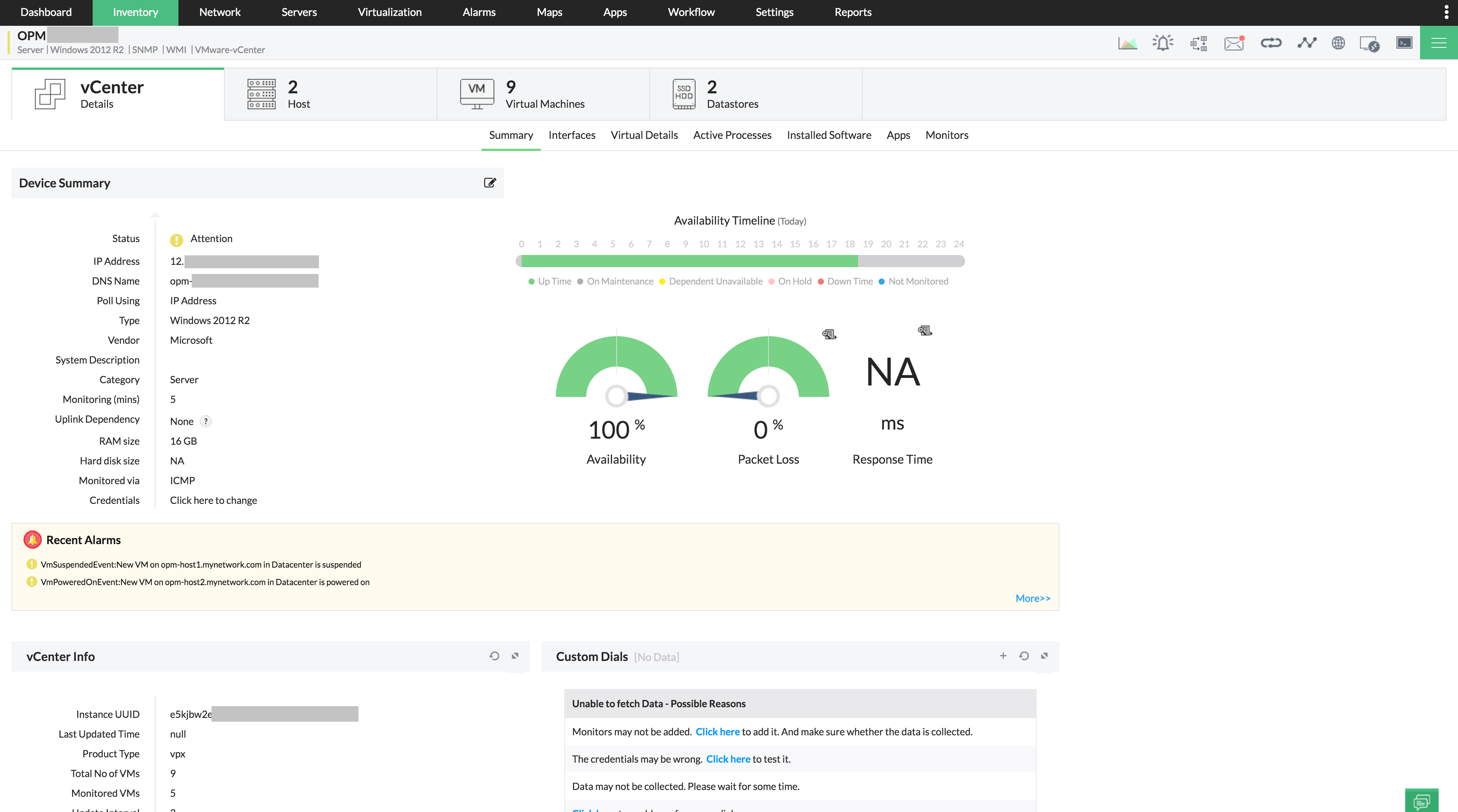 vSphere monitoring software - ManageEngine OpManager