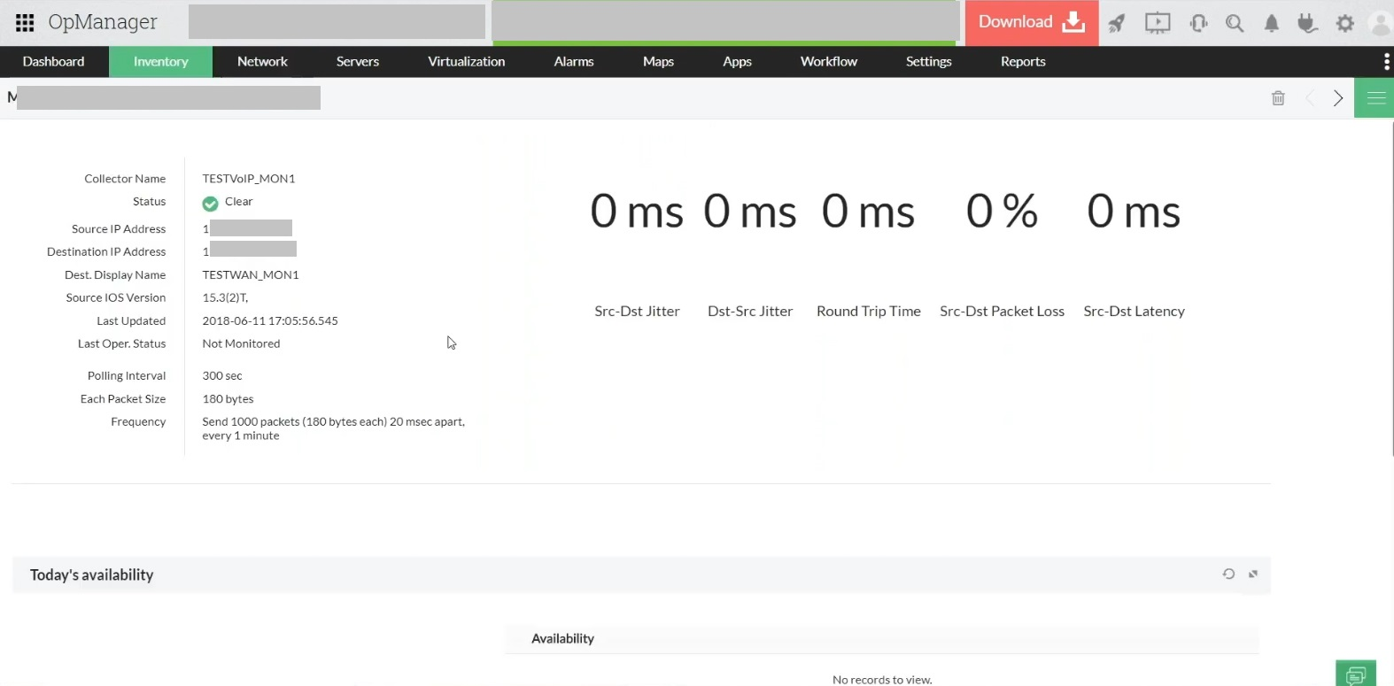Wireless monitoring platform Wireless jitter monitor- ManageEngine OpManager