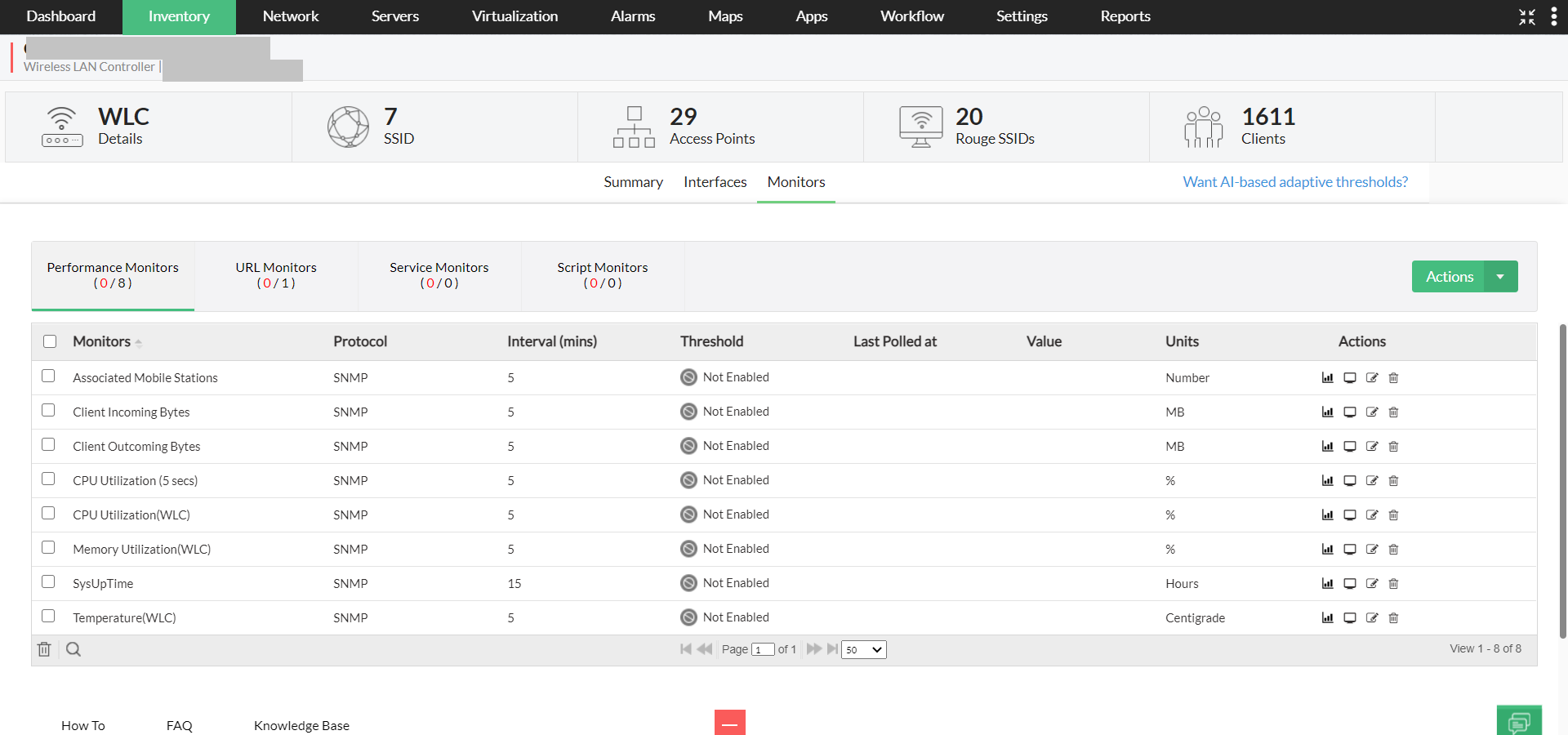 Wireless monitoring Wireless resource utilization- ManageEngine OpManager