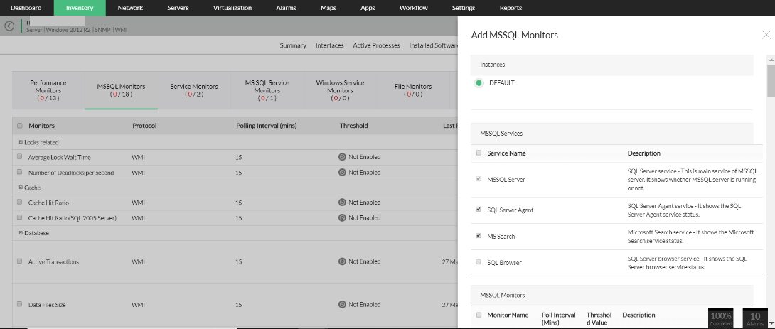 WMI Monitoring in OpManager: Monitor Microsoft SQL Server performance