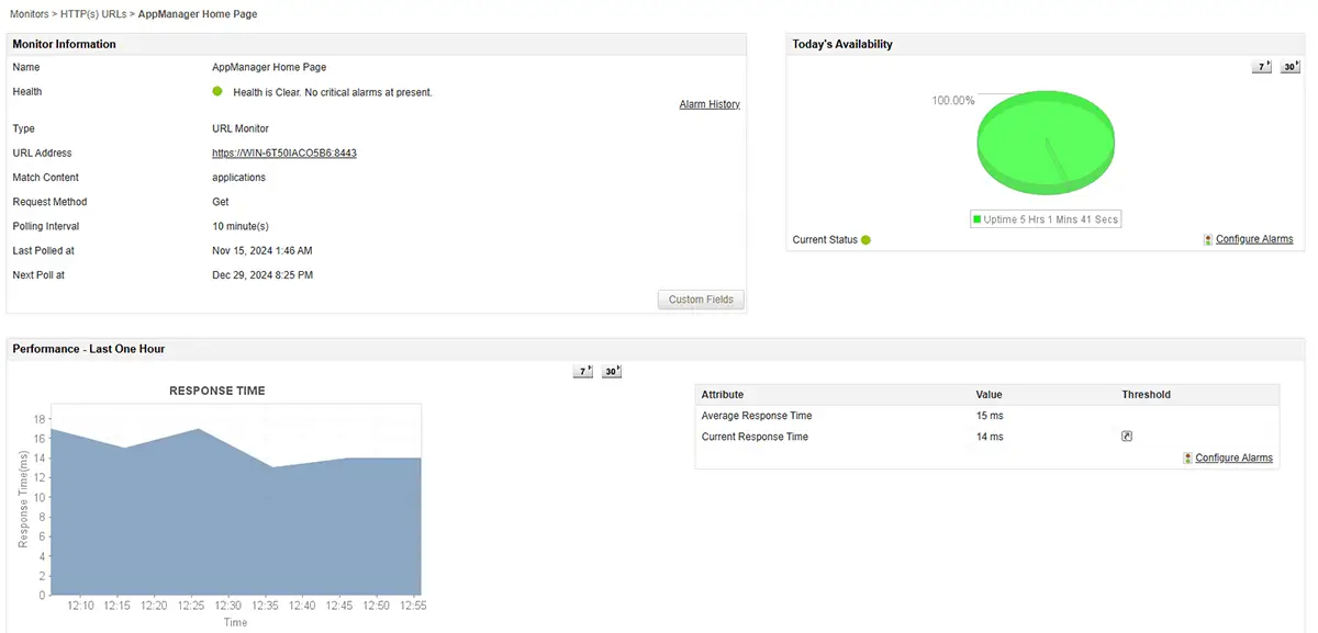 URL Monitoring - ManageEngine Applications Manager